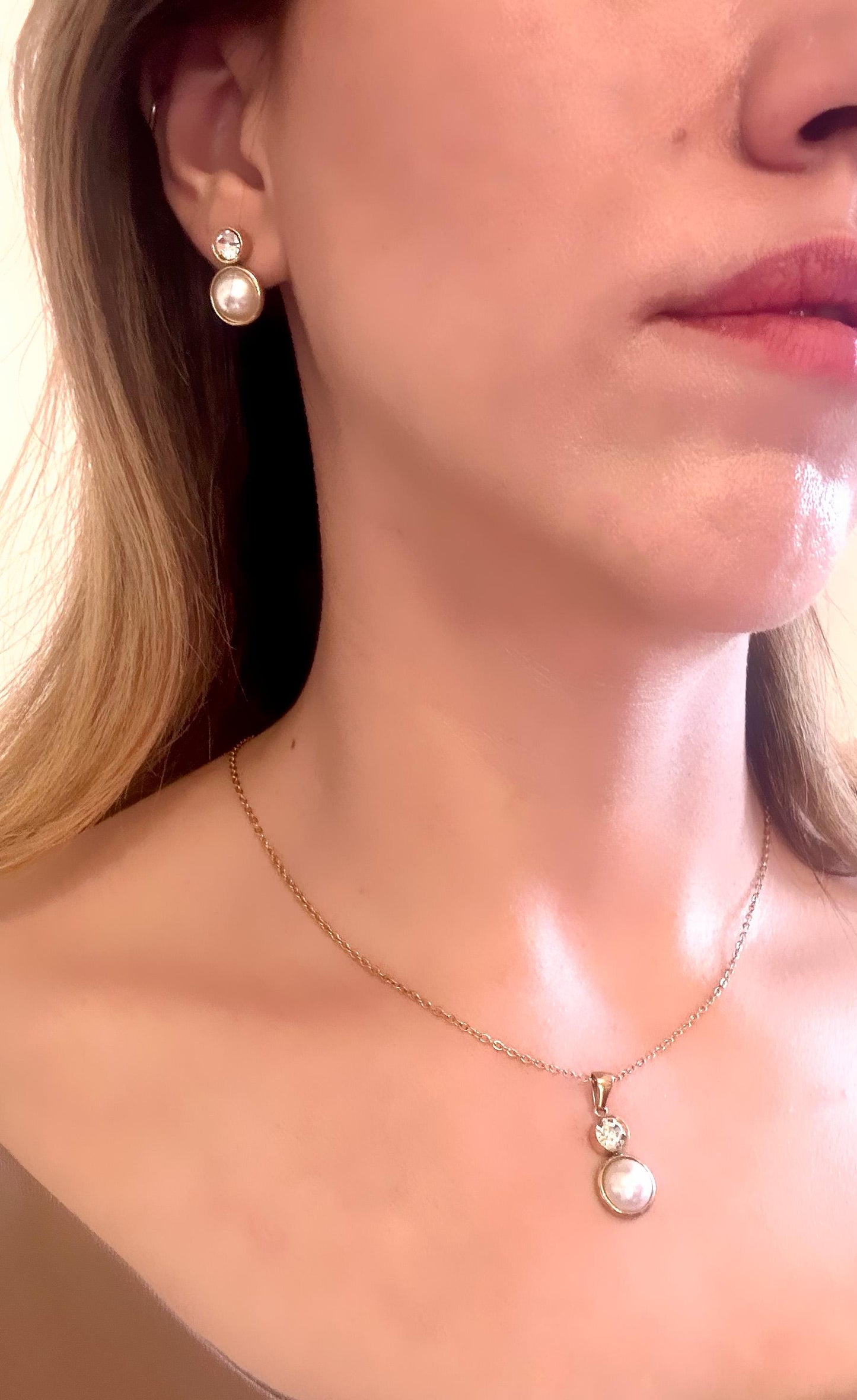 Gold Plated Pearl Jewellery Set