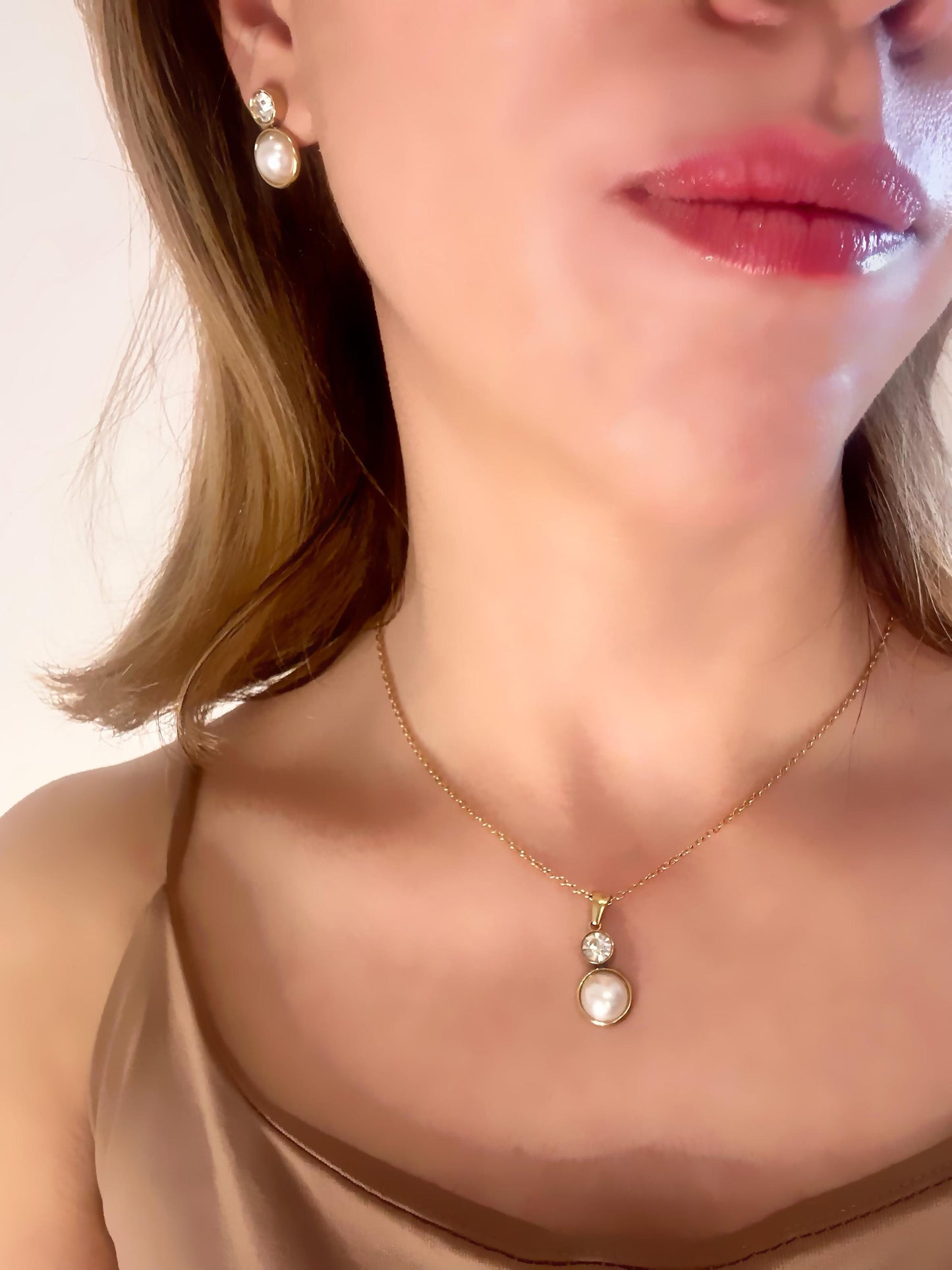 Gold Plated Pearl Jewellery Set