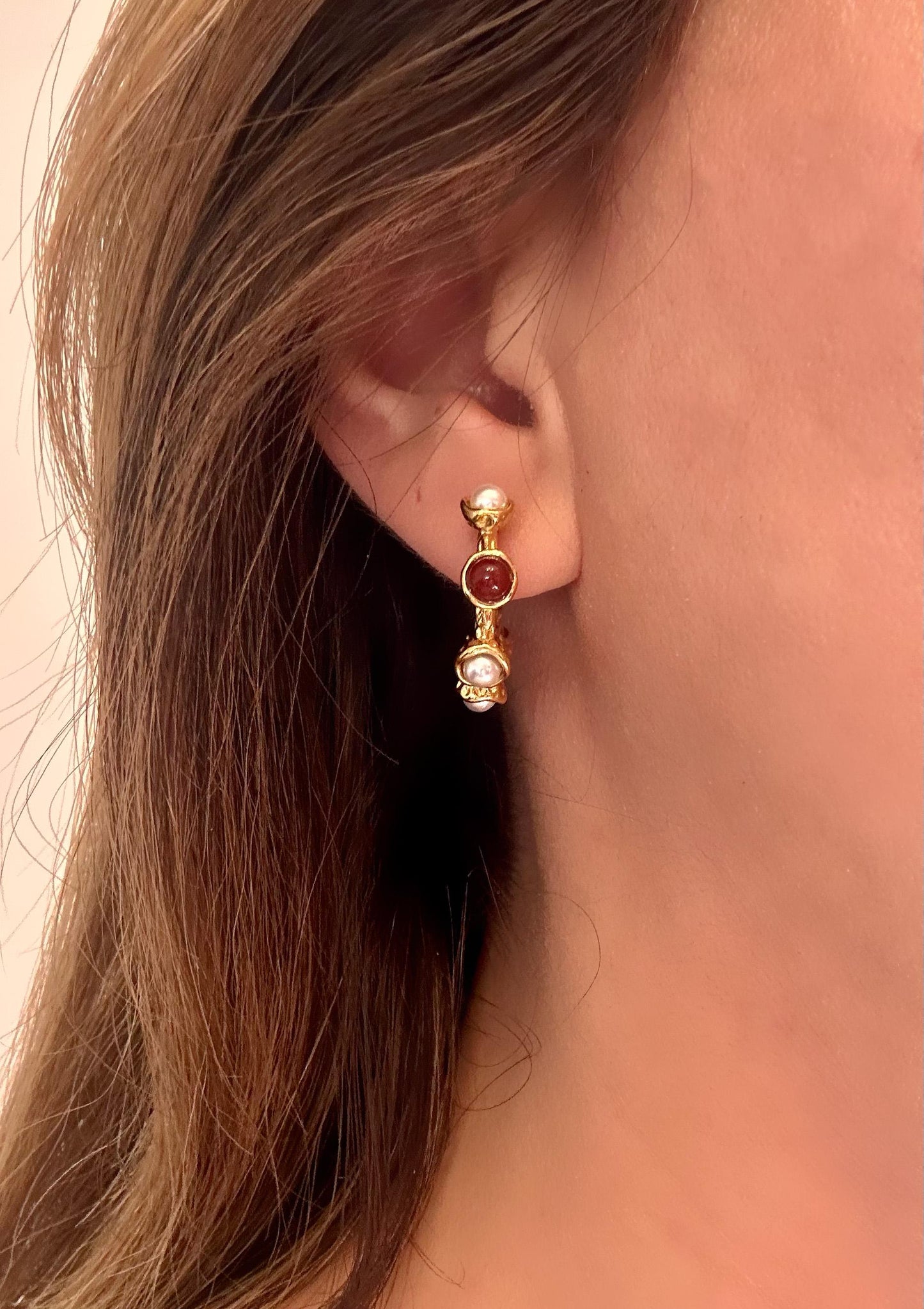 Gemstone Huggie Hoop Earrings