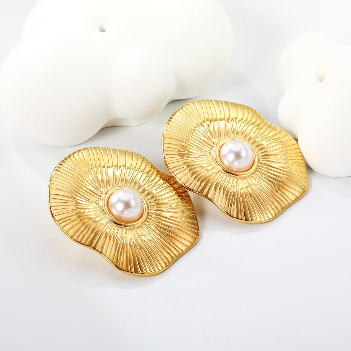 Gold Flower Stud Earrings