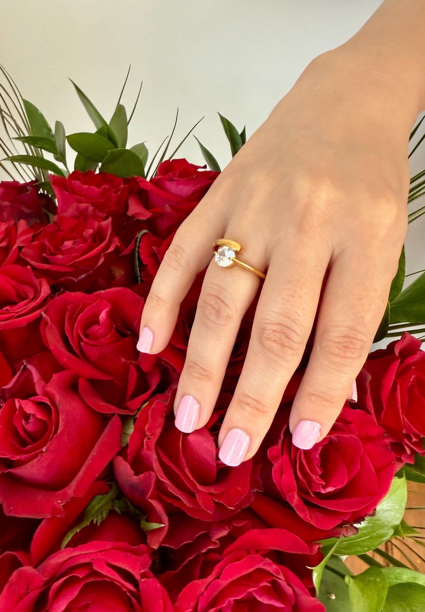 18K Gold Plated Solitaire Ring: Stainless Steel Minimalist Jewelry