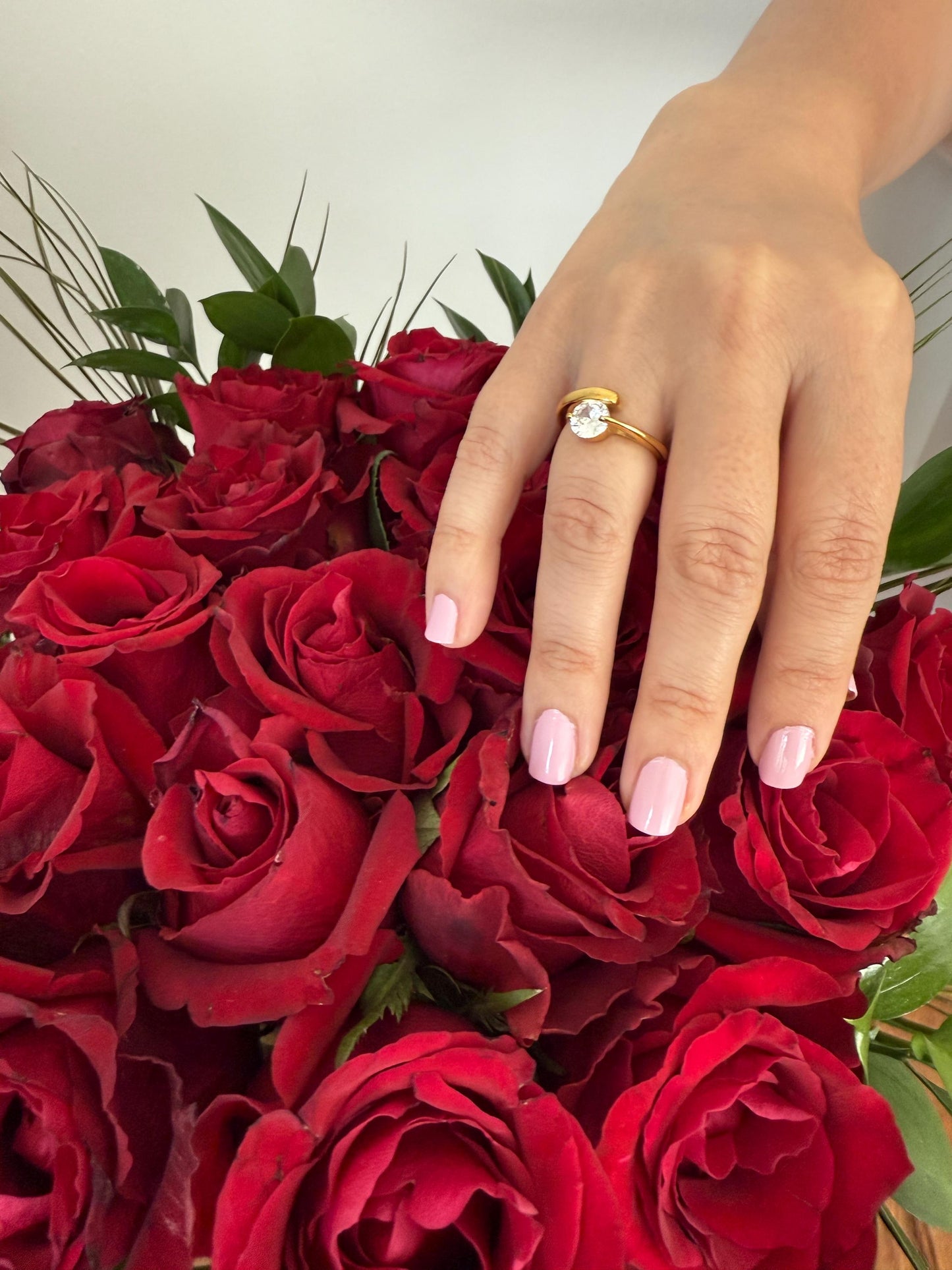 18K Gold Plated Solitaire Ring: Stainless Steel Minimalist Jewelry