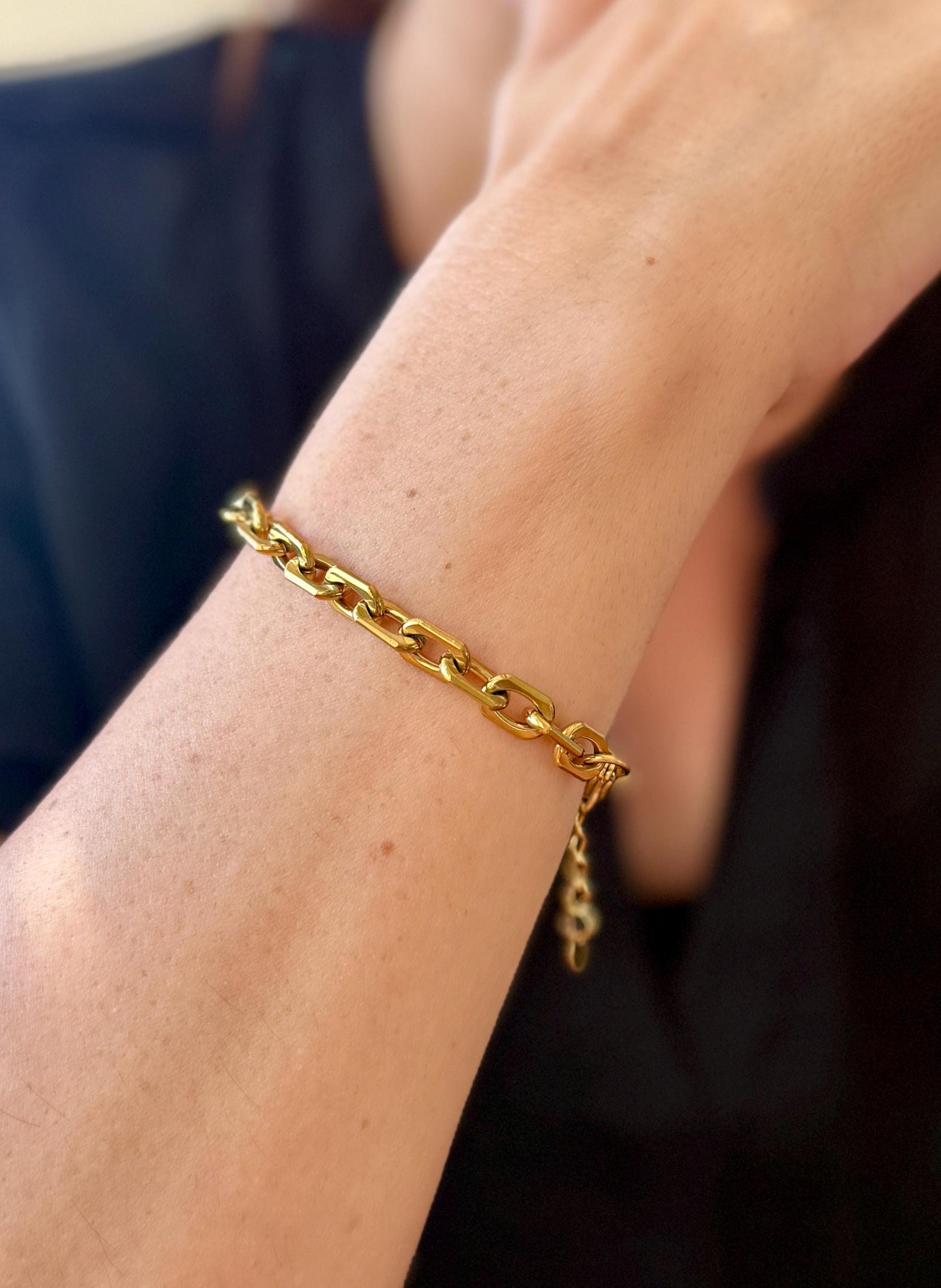 18K Gold Plated Chain Bracelet: Waterproof Stainless Steel Jewelry
