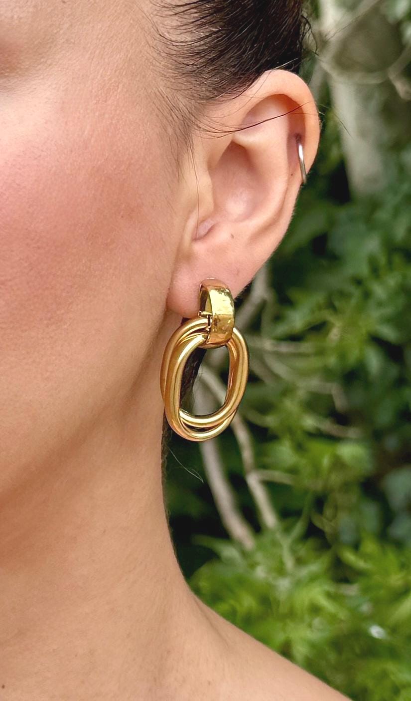 Chunky Gold Hoop Earrings: Stainless Steel Oval Drop, Waterproof