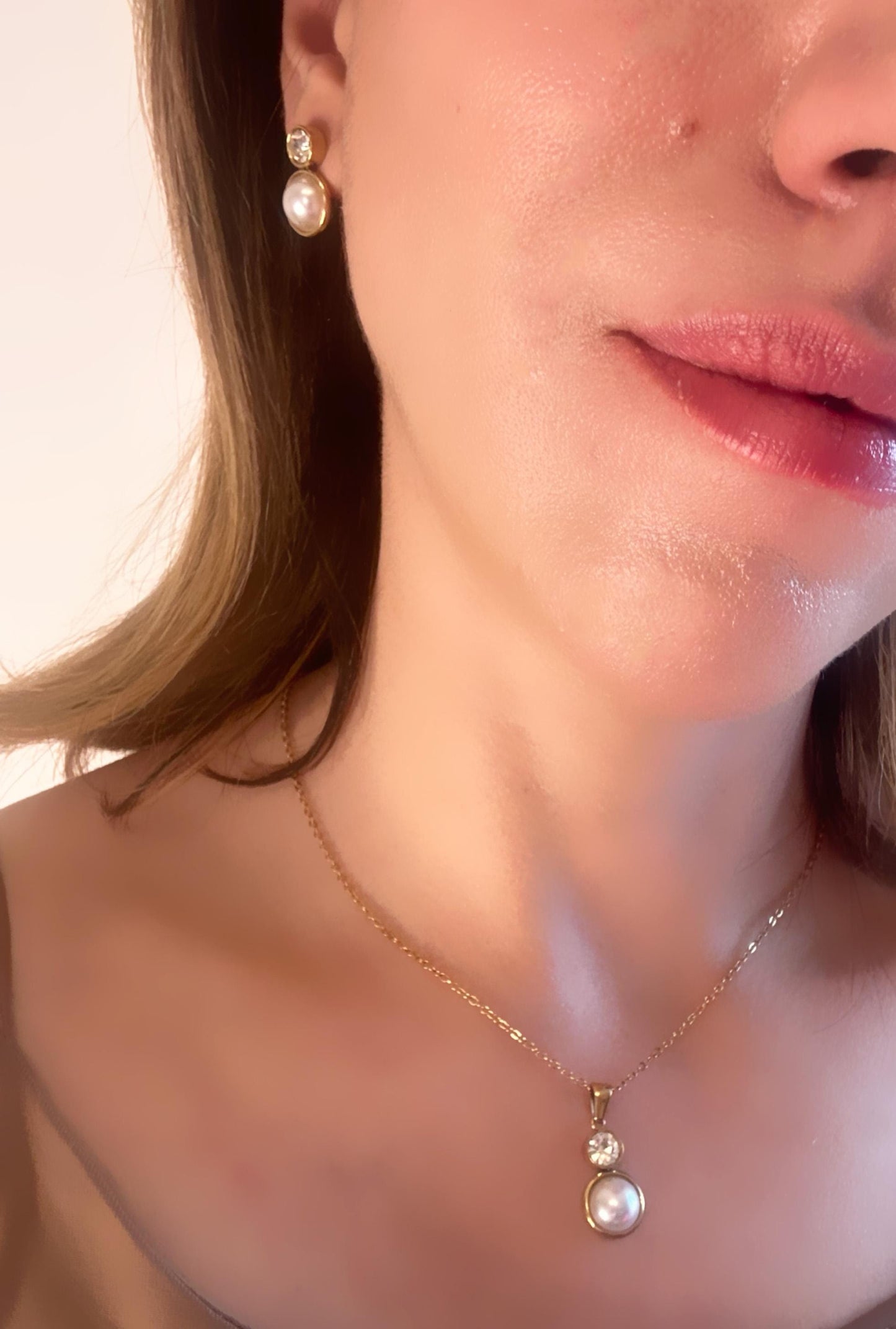 Gold Plated Pearl Jewellery Set