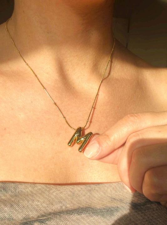 Bubble Initial Neclace/Gold Plated Bubble Neclace/3D Christmas Gift Jewellery/Letter Pendent Necklace for Women/Mother/ Stainless Steel