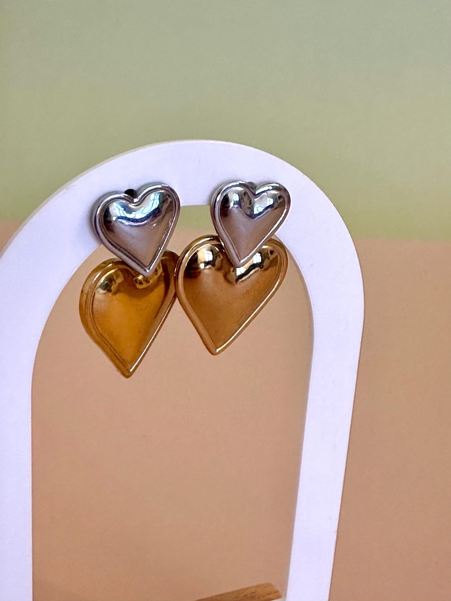 18k Gold Plated Chunky Hoop Earrings with Heart Charm – Mother's Day Hypoallergenic Jewellery, Waterproof Stainless Steel, Gift for Her- Mom