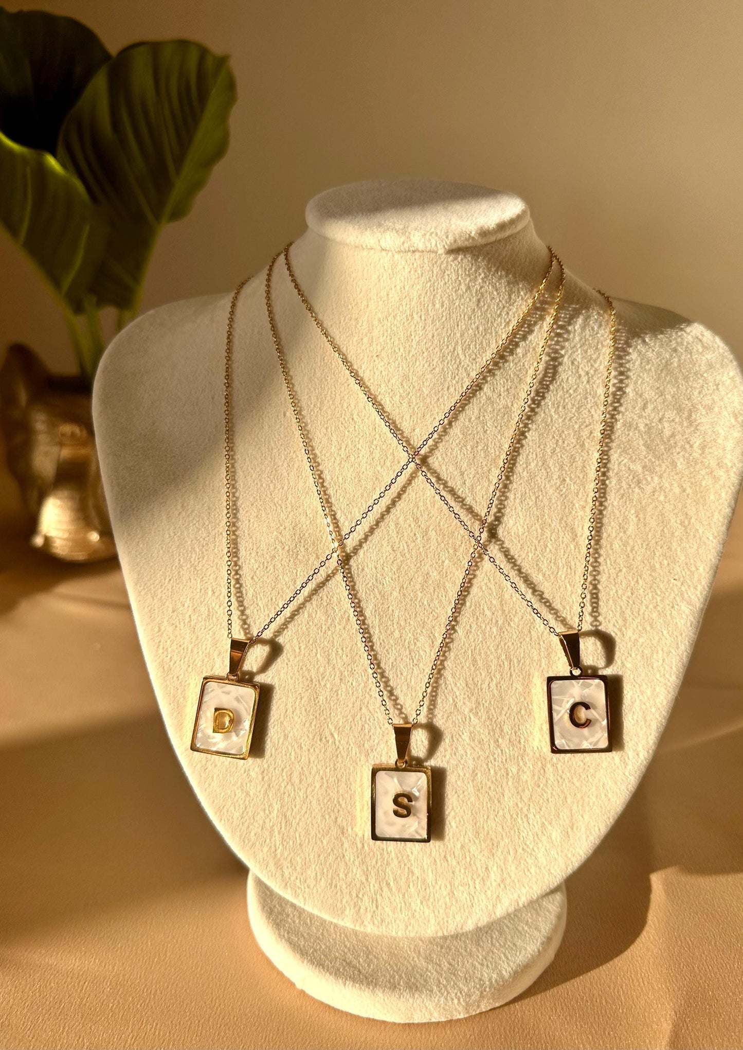 Pearl Effect Initial Necklace -Gold Plated Letter Necklace-3D Letter Pendant- Mother's Day Jewelry Stainless Steel Personalized Accessories
