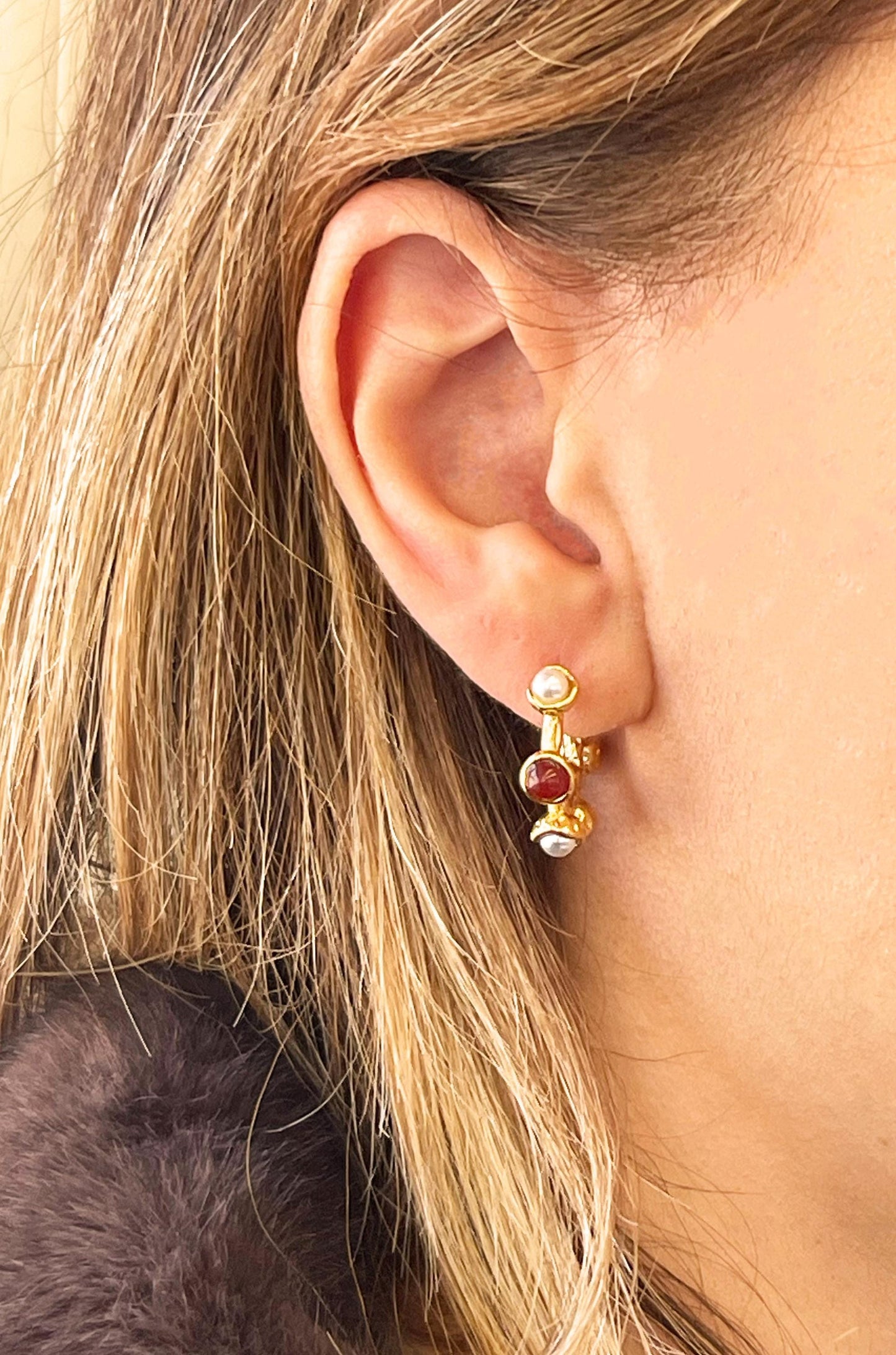 Gemstone Huggie Hoop Earrings