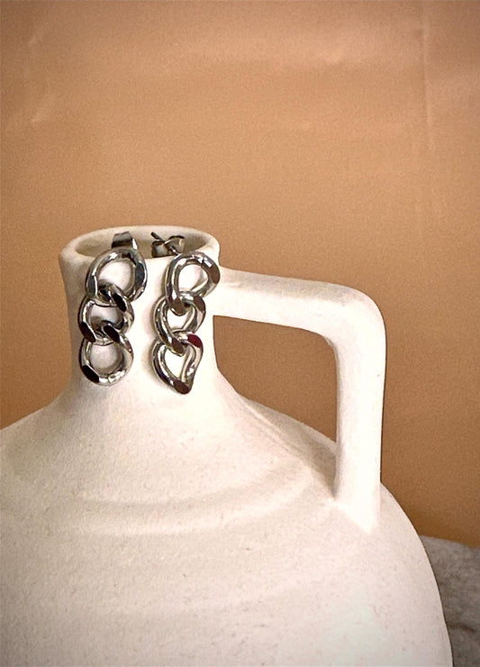 Chunky Stainless Steel Chain Link Earrings