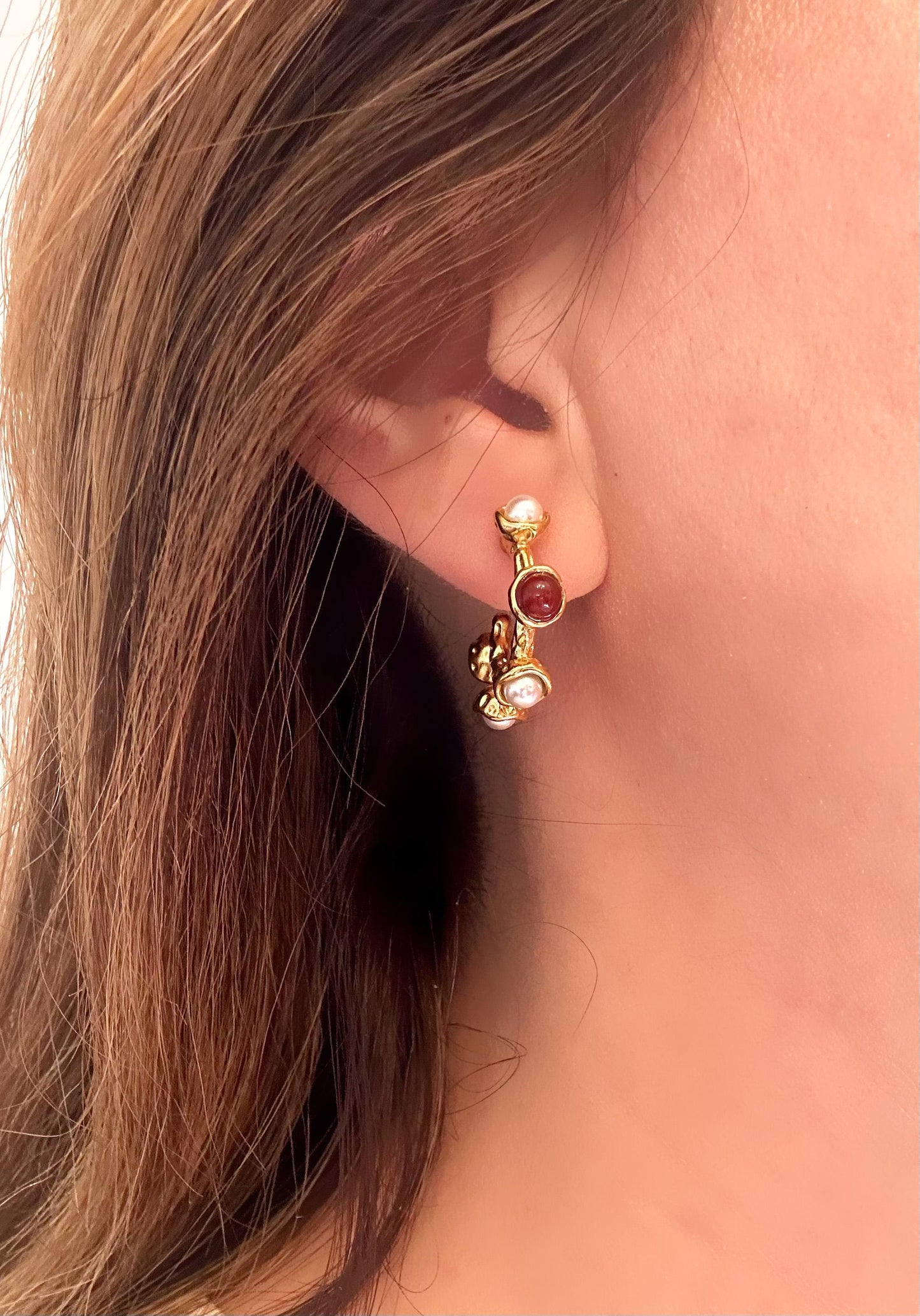 Gemstone Huggie Hoop Earrings