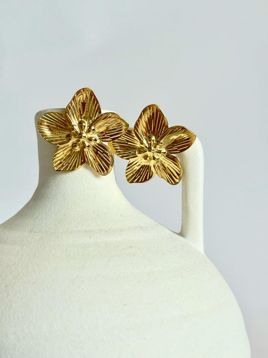 Gold Flower Stud Earrings