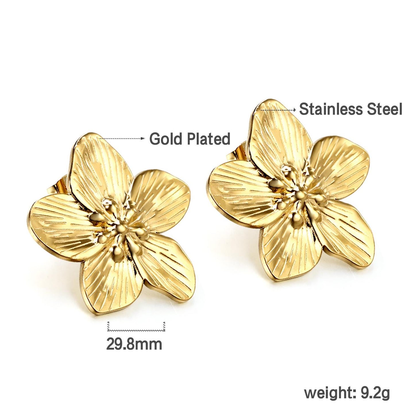 Gold Flower Stud Earrings