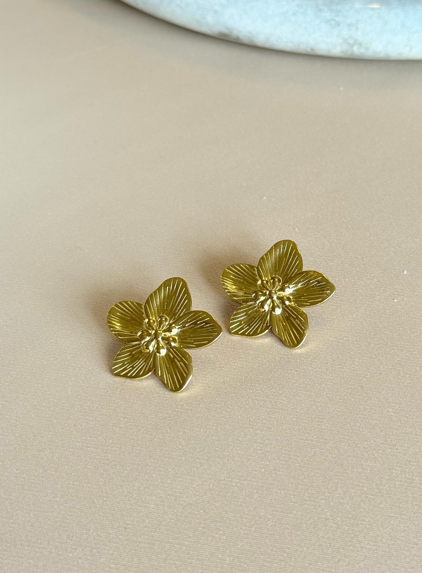 Gold Flower Stud Earrings