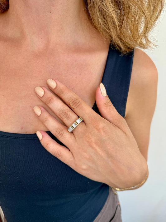Adjustable Gold Stainless Steel Ring: Cubic Zirconia Statement Jewellery