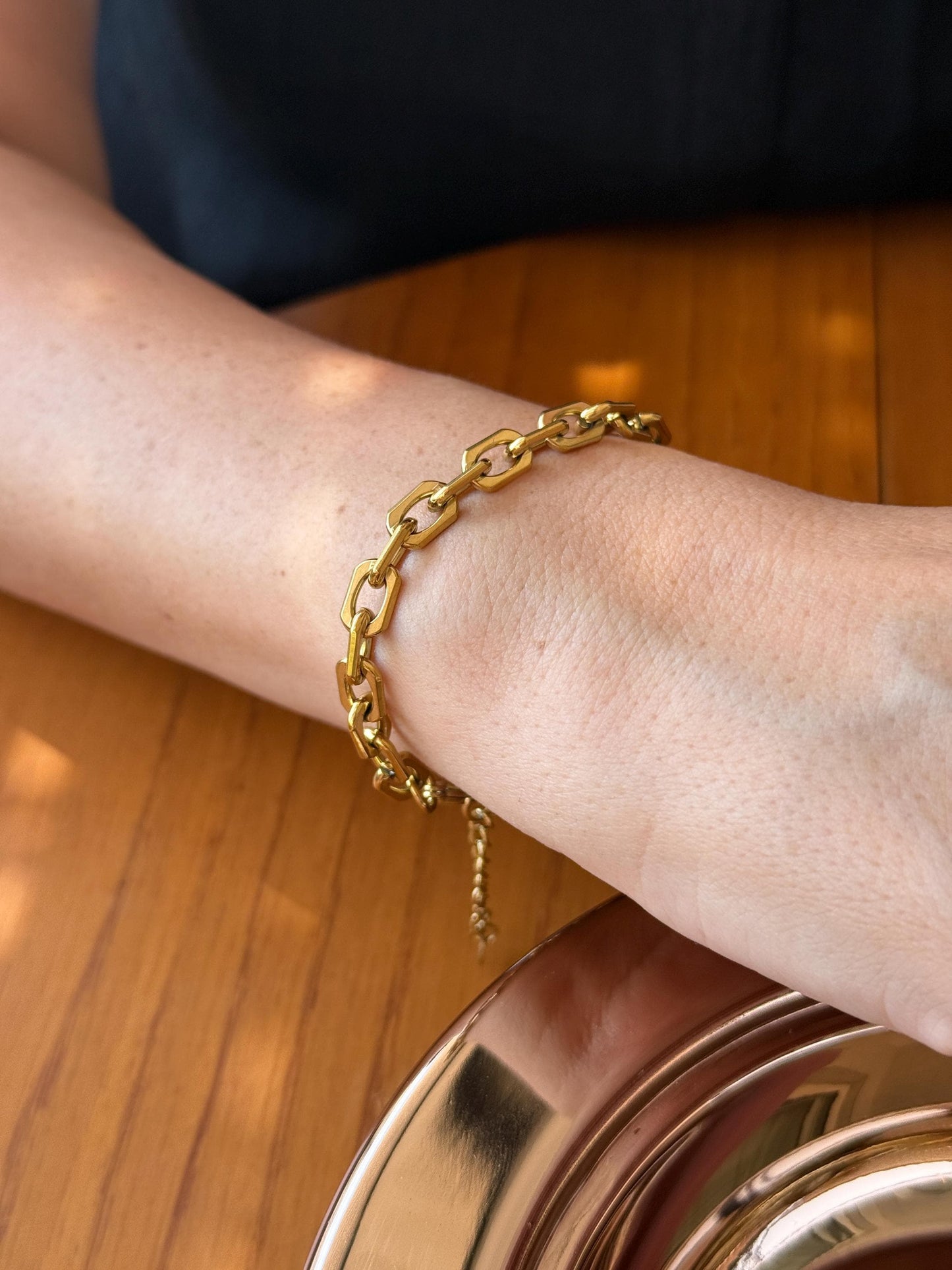 18K Gold Plated Chain Bracelet: Waterproof Stainless Steel Jewelry