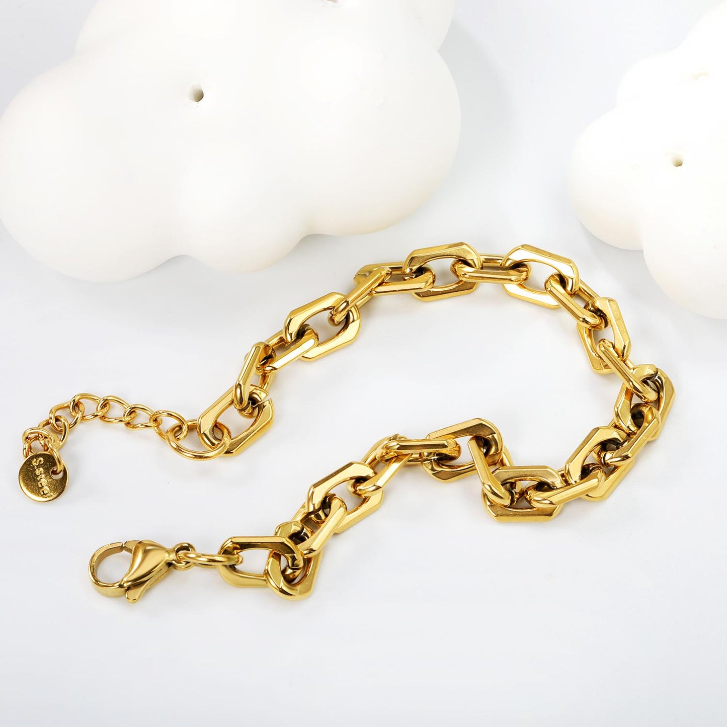 18K Gold Plated Chain Bracelet: Waterproof Stainless Steel Jewelry