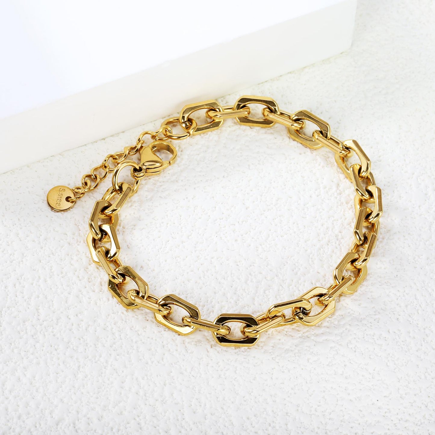 18K Gold Plated Chain Bracelet: Waterproof Stainless Steel Jewelry