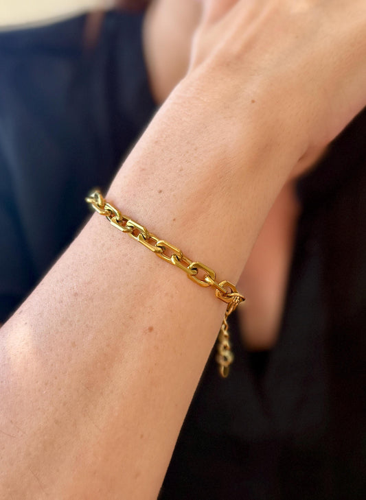 18K Gold Plated Chain Bracelet: Waterproof Stainless Steel Jewelry