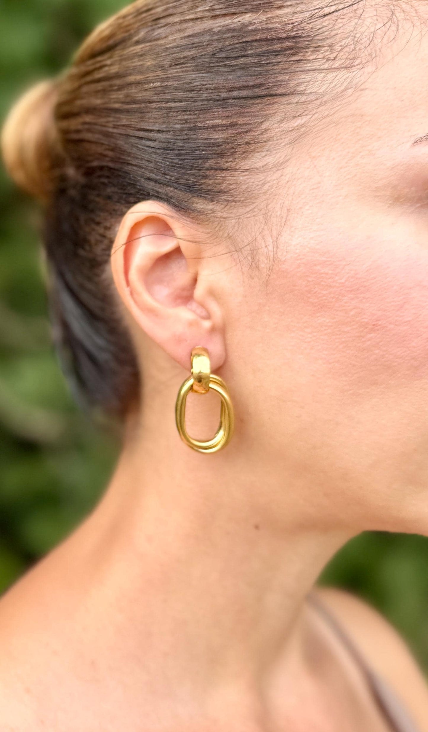 Chunky Gold Hoop Earrings: Stainless Steel Oval Drop, Waterproof
